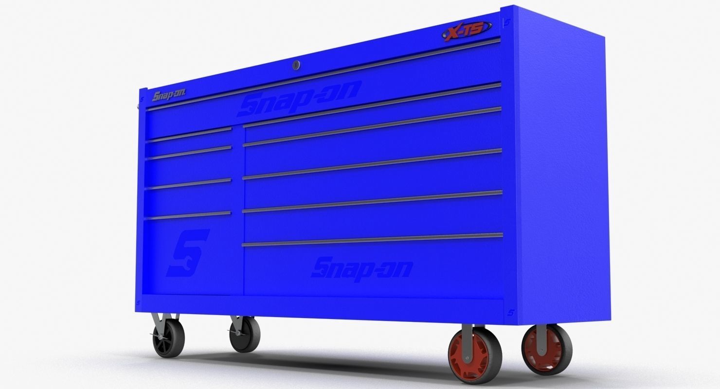 Tool Storage Blue Low-poly 3D model_2