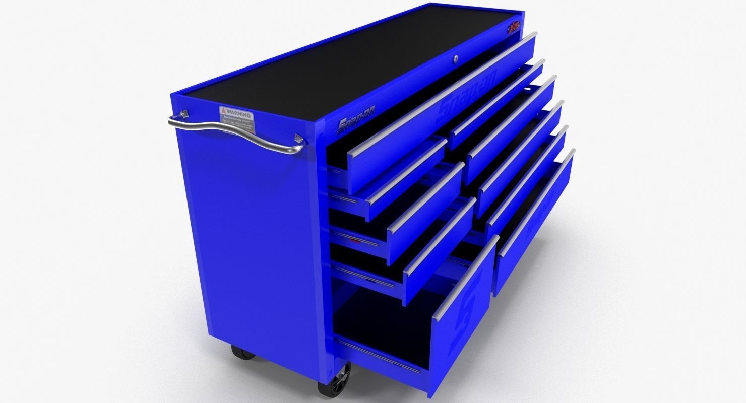 Tool Storage Blue Low-poly 3D model_7
