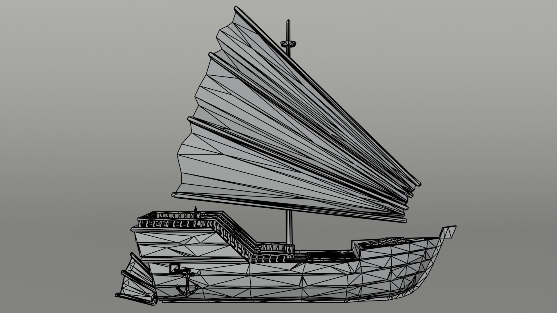 Cartoon medieval trader ship  Polygonal Style Low-poly 3D model_5