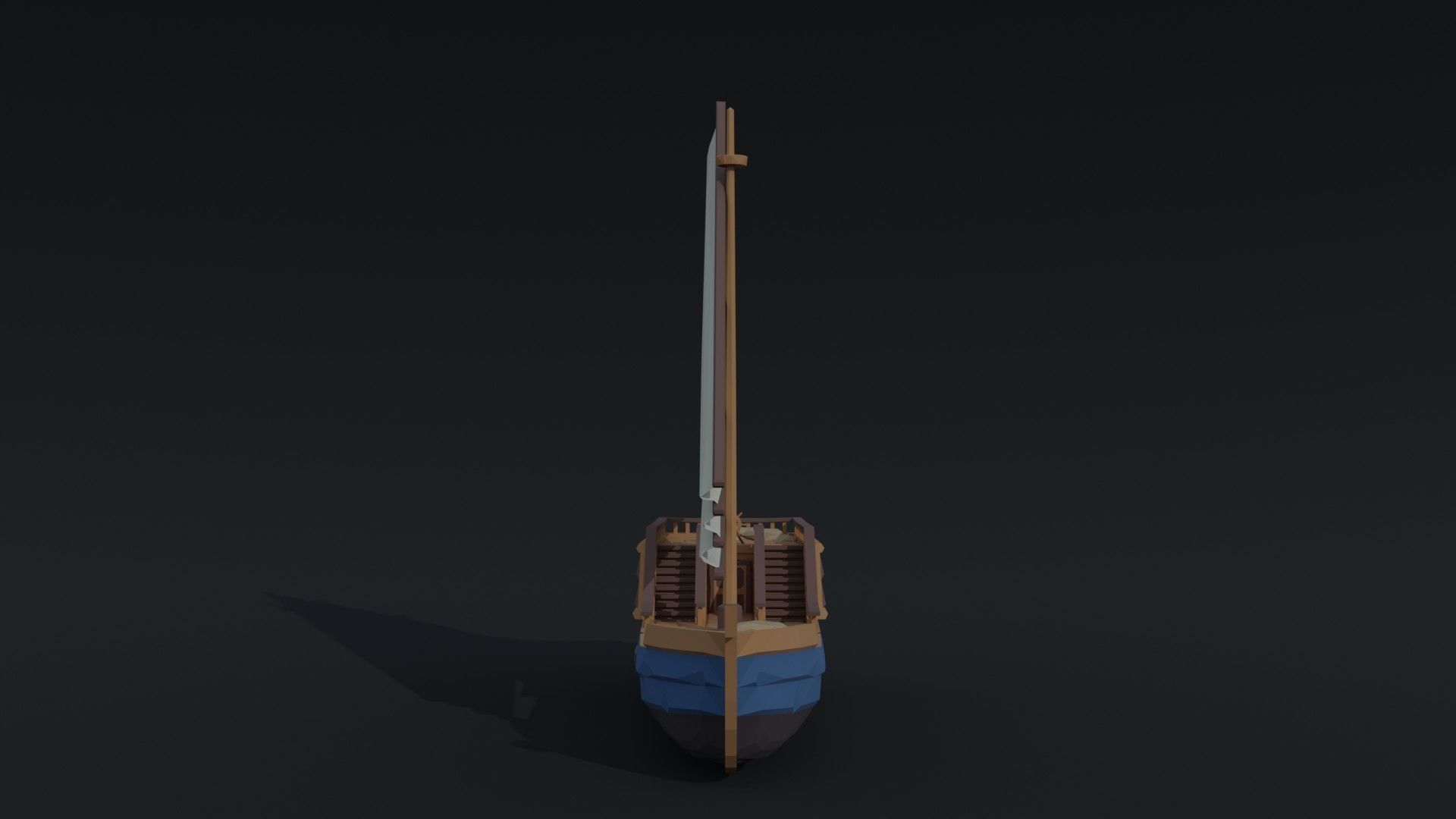 Cartoon medieval trader ship  Polygonal Style Low-poly 3D model_1