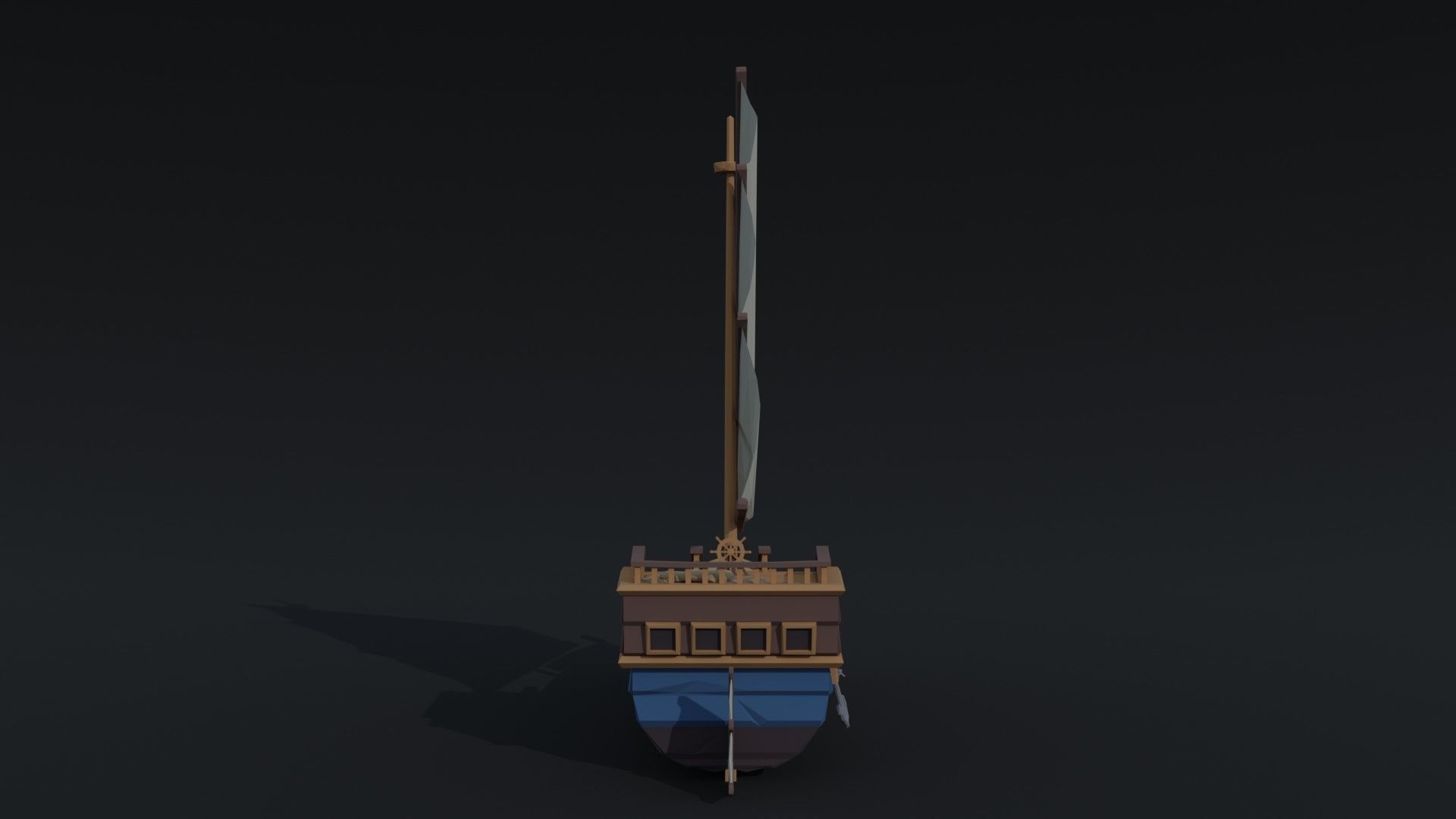 Cartoon medieval trader ship  Polygonal Style Low-poly 3D model_3