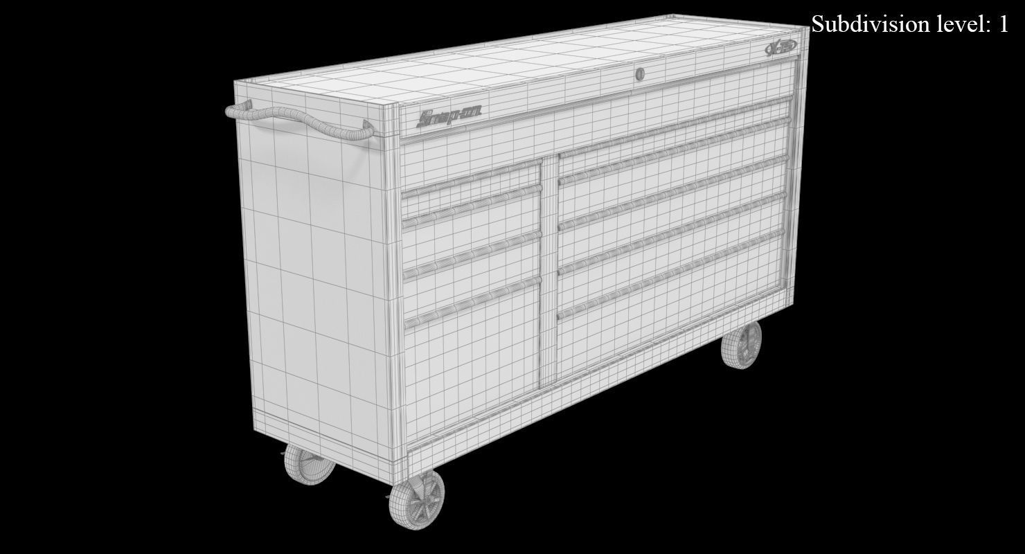 Tool Storage Red Low-poly 3D model_10