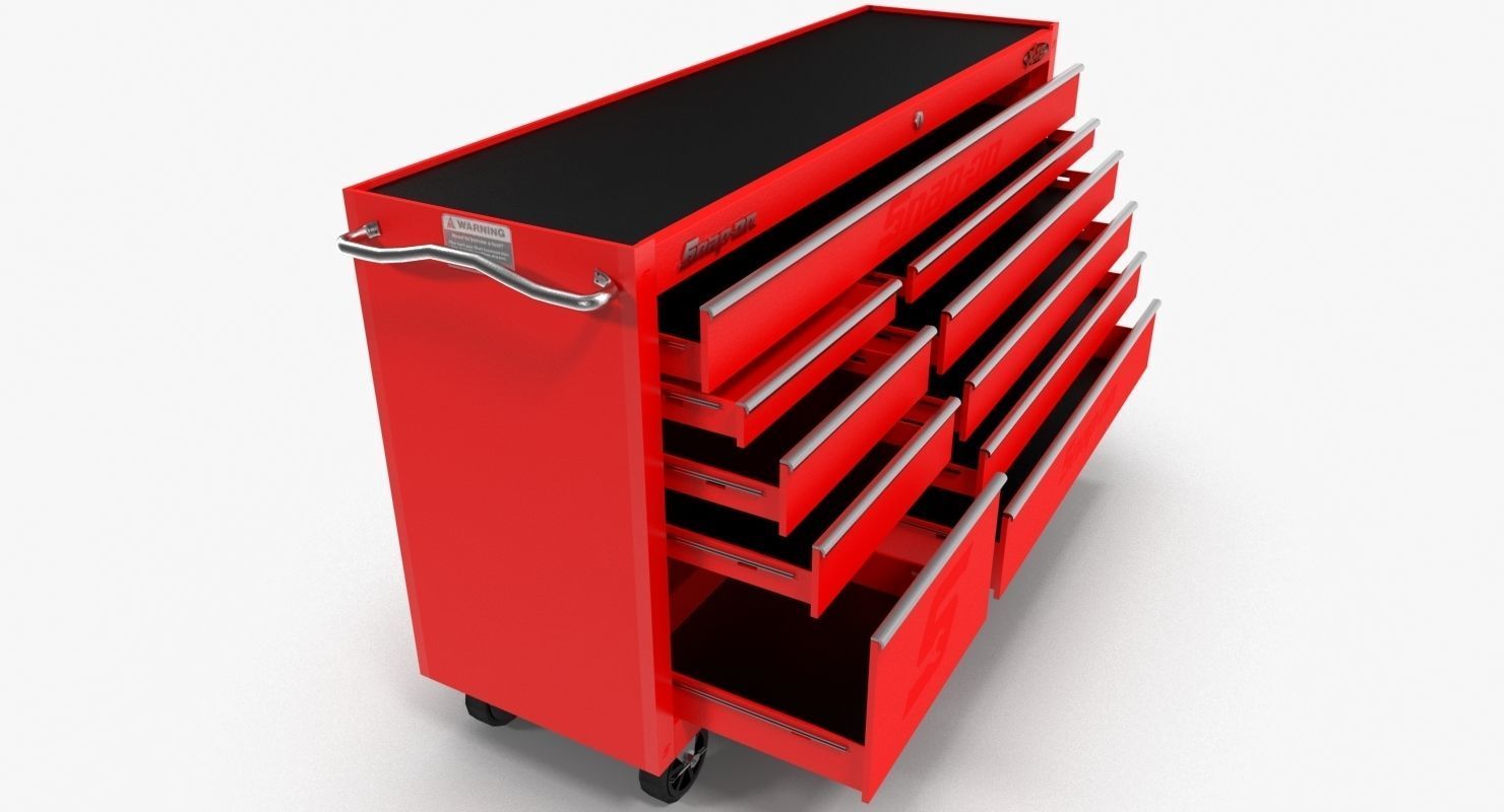 Tool Storage Red Low-poly 3D model_7