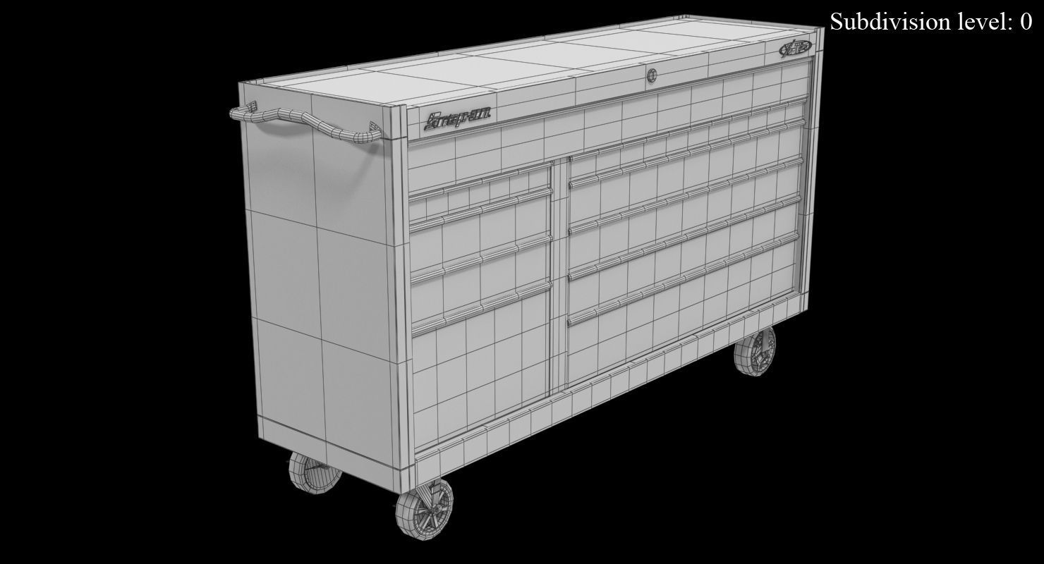 Tool Storage Red Low-poly 3D model_9