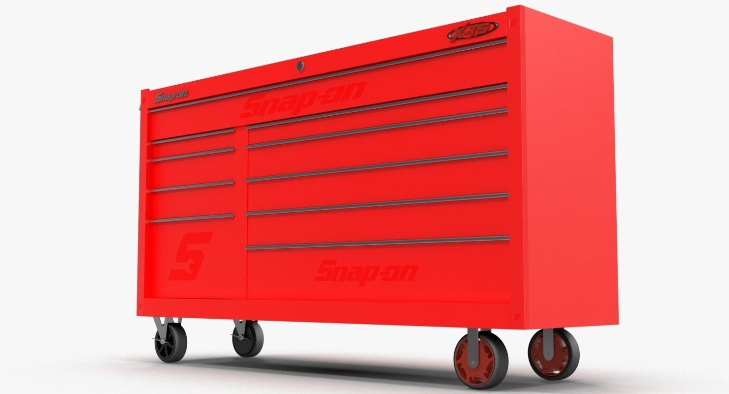 Tool Storage Red Low-poly 3D model_2