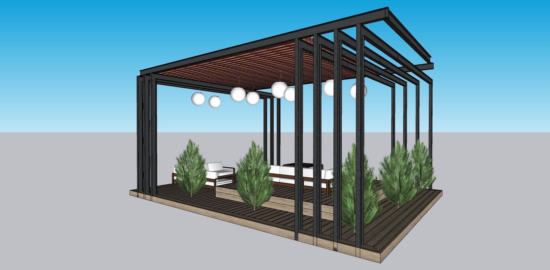 roof top pargola sketchup model 3D model_2