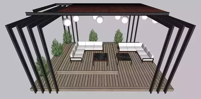 roof top pargola sketchup model 3D model