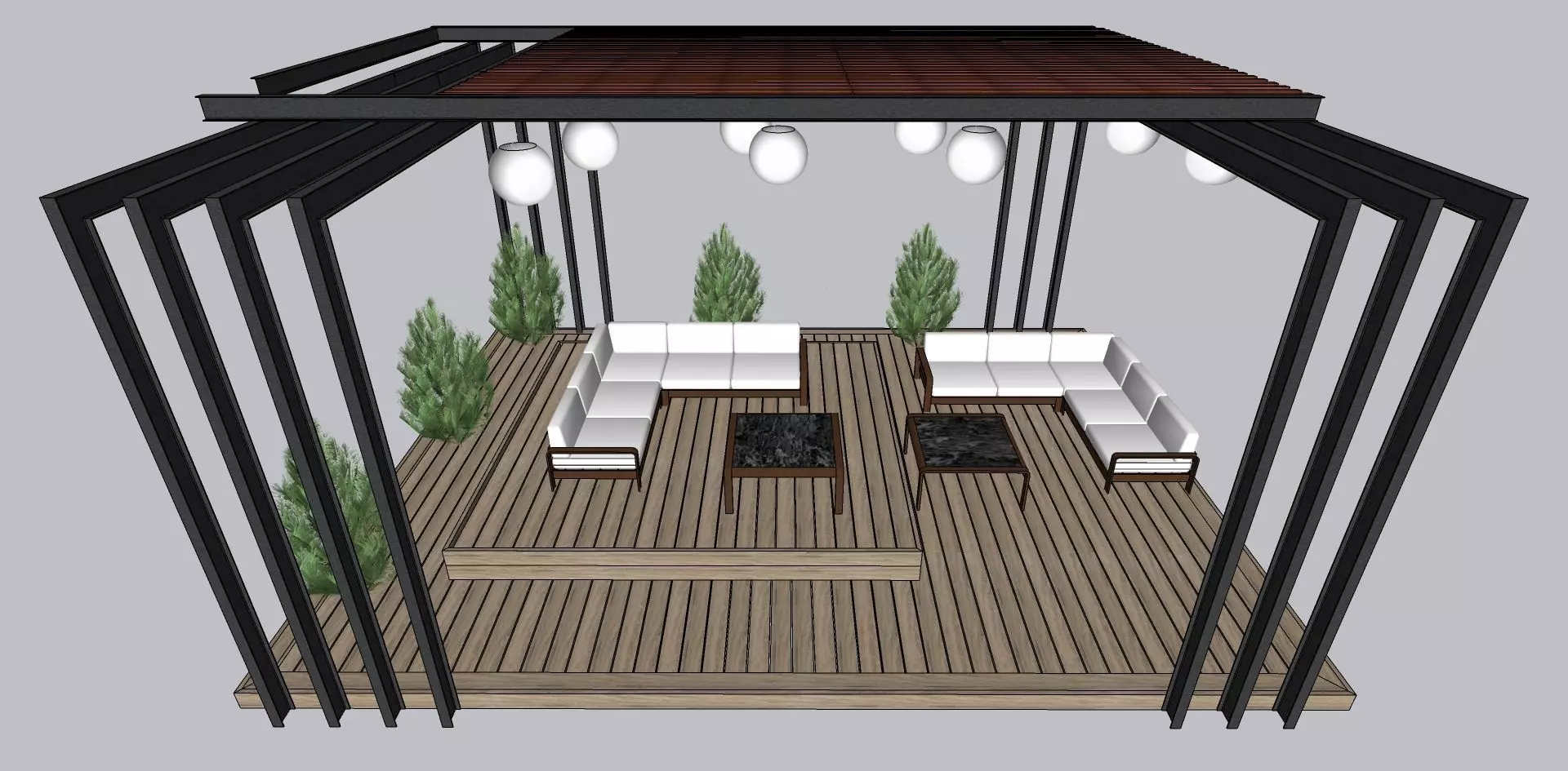 roof top pargola sketchup model 3D model_0