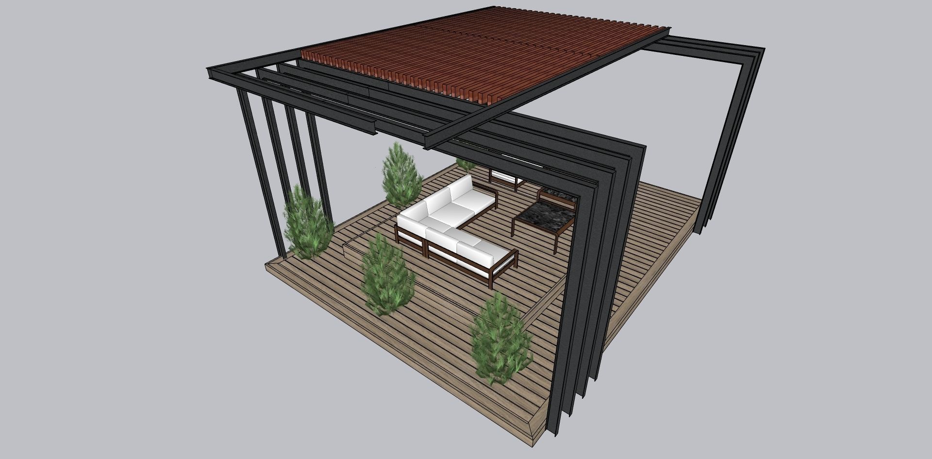 roof top pargola sketchup model 3D model_1