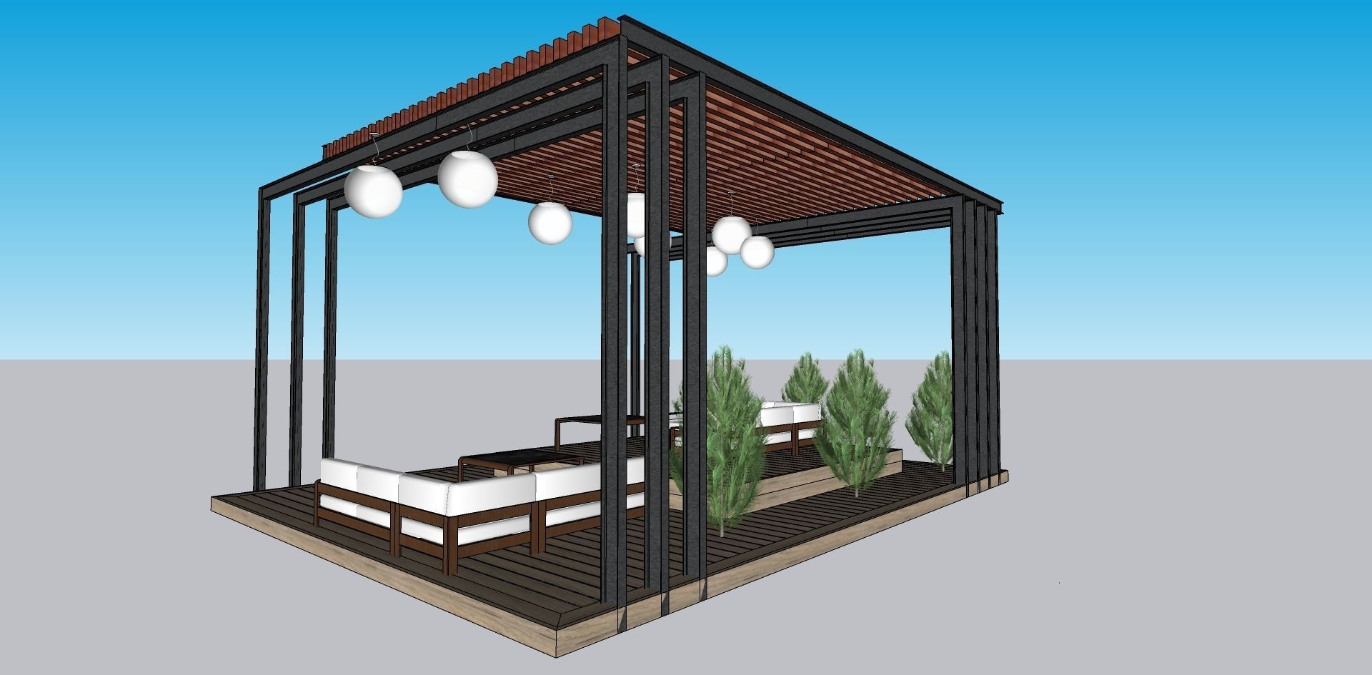 roof top pargola sketchup model 3D model_3