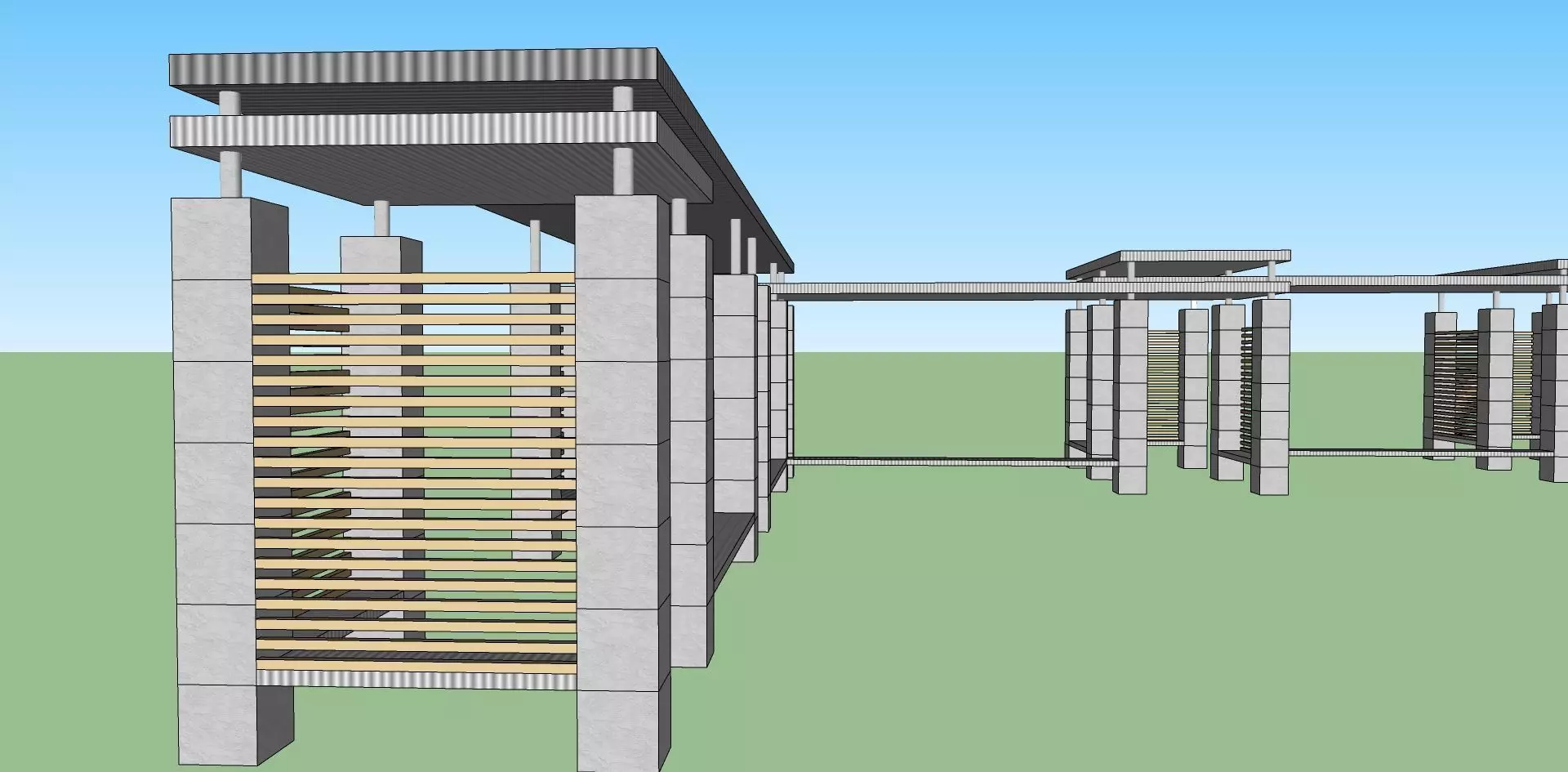 semi shade pavilion for park area 3D model