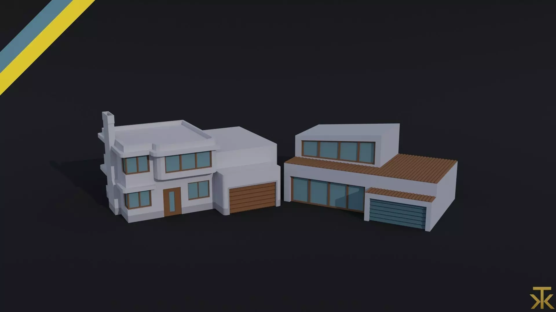 Cartoon Hi Tech simpsons house Polygonal Style Low-poly 3D model_0