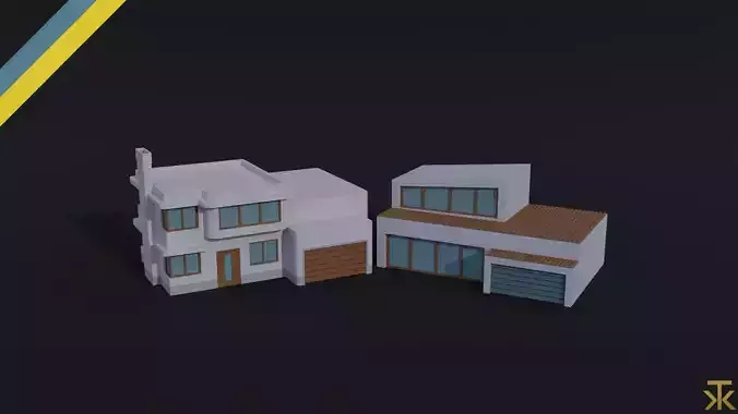 Cartoon Hi Tech simpsons house Polygonal Style