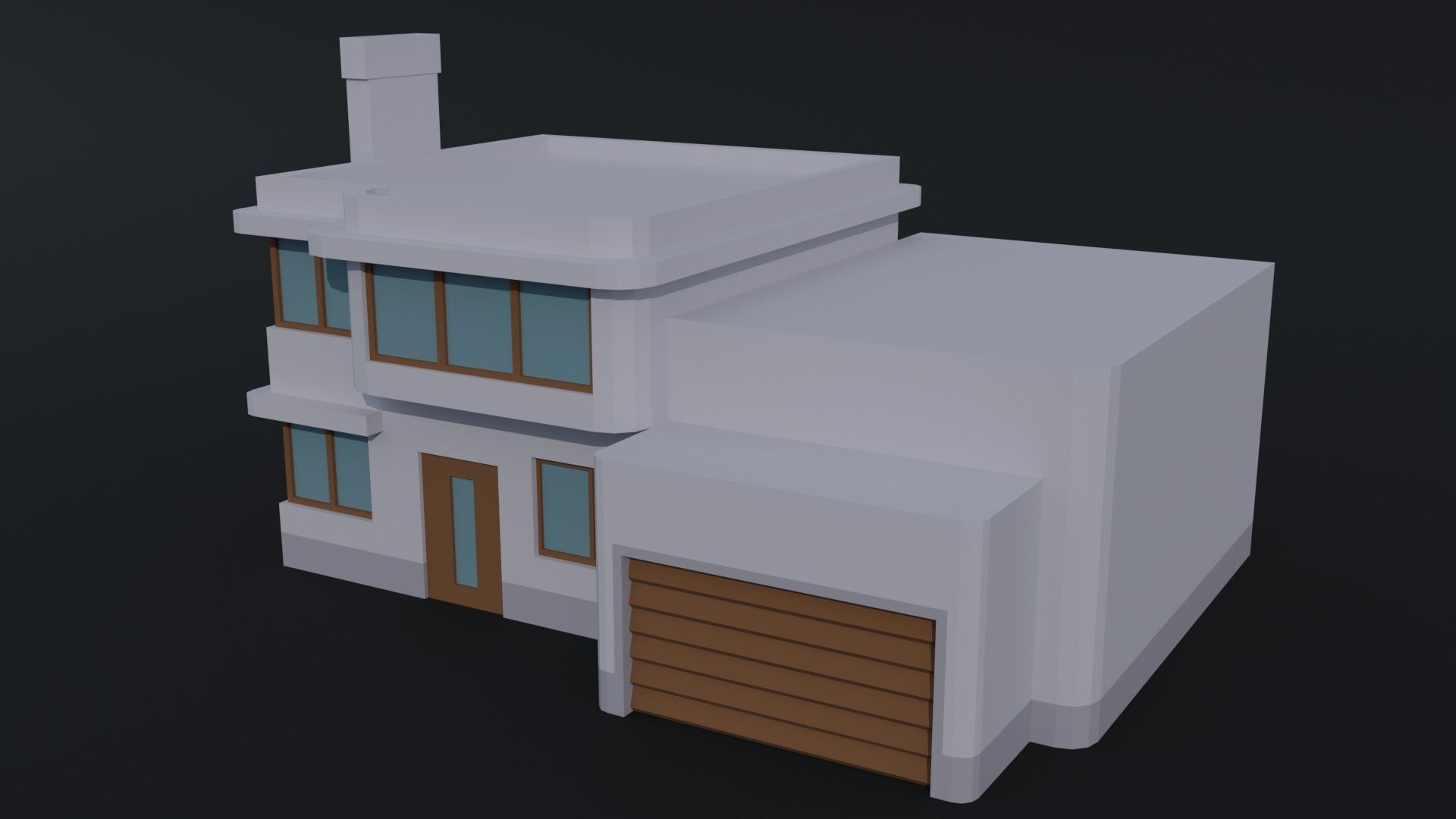 Cartoon Hi Tech simpsons house Polygonal Style Low-poly 3D model_3