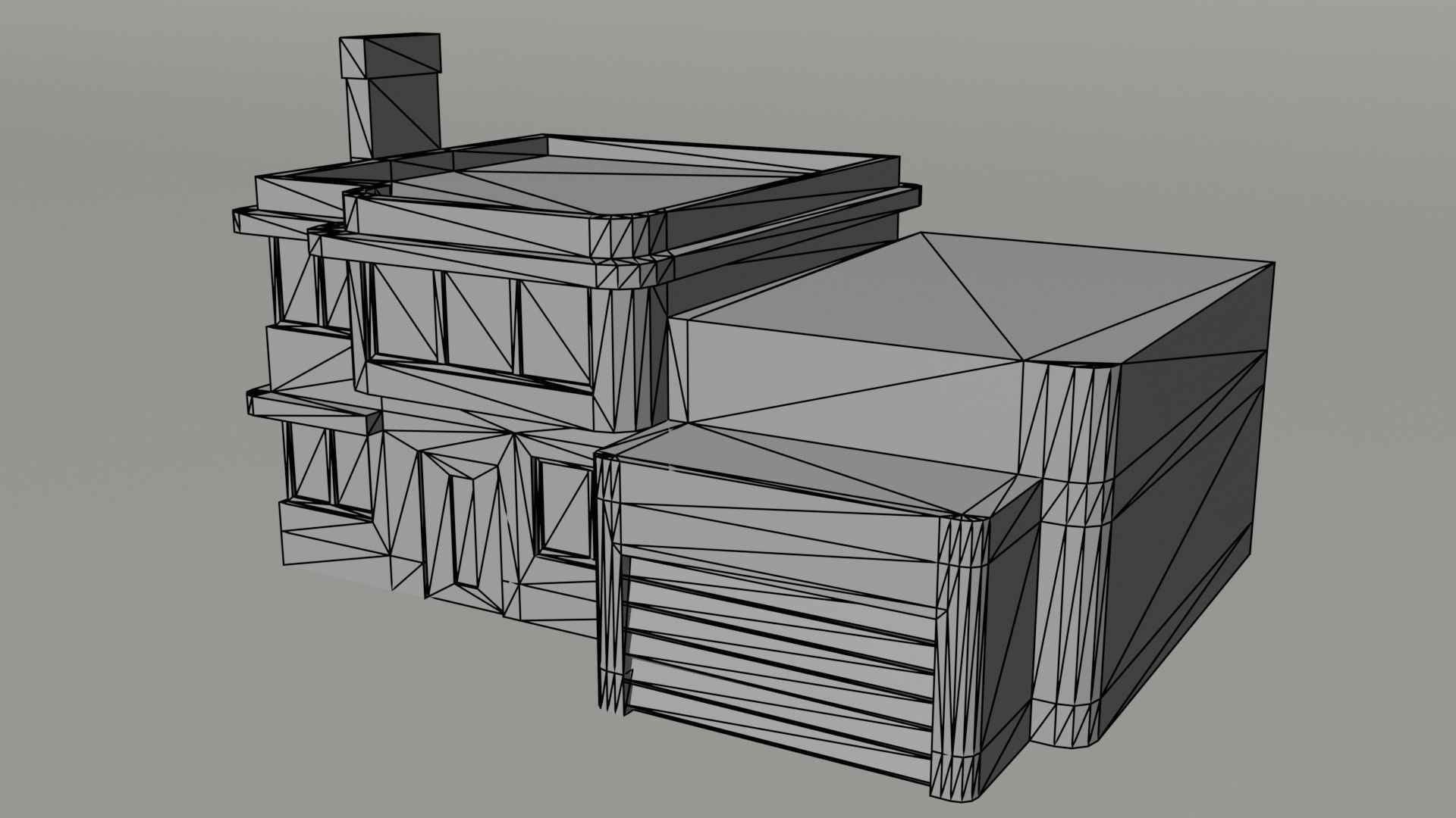 Cartoon Hi Tech simpsons house Polygonal Style Low-poly 3D model_5