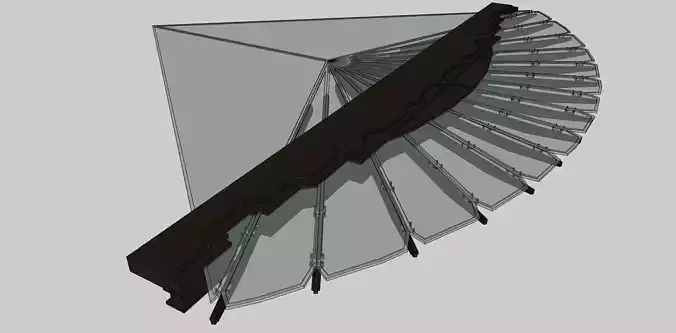 sun shade in curve glass 3d model