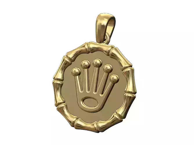 Watch crown logo fashion brand bamboo pendant with bail