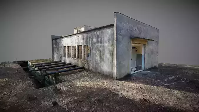 Old abandoned pumping station factory 3D model