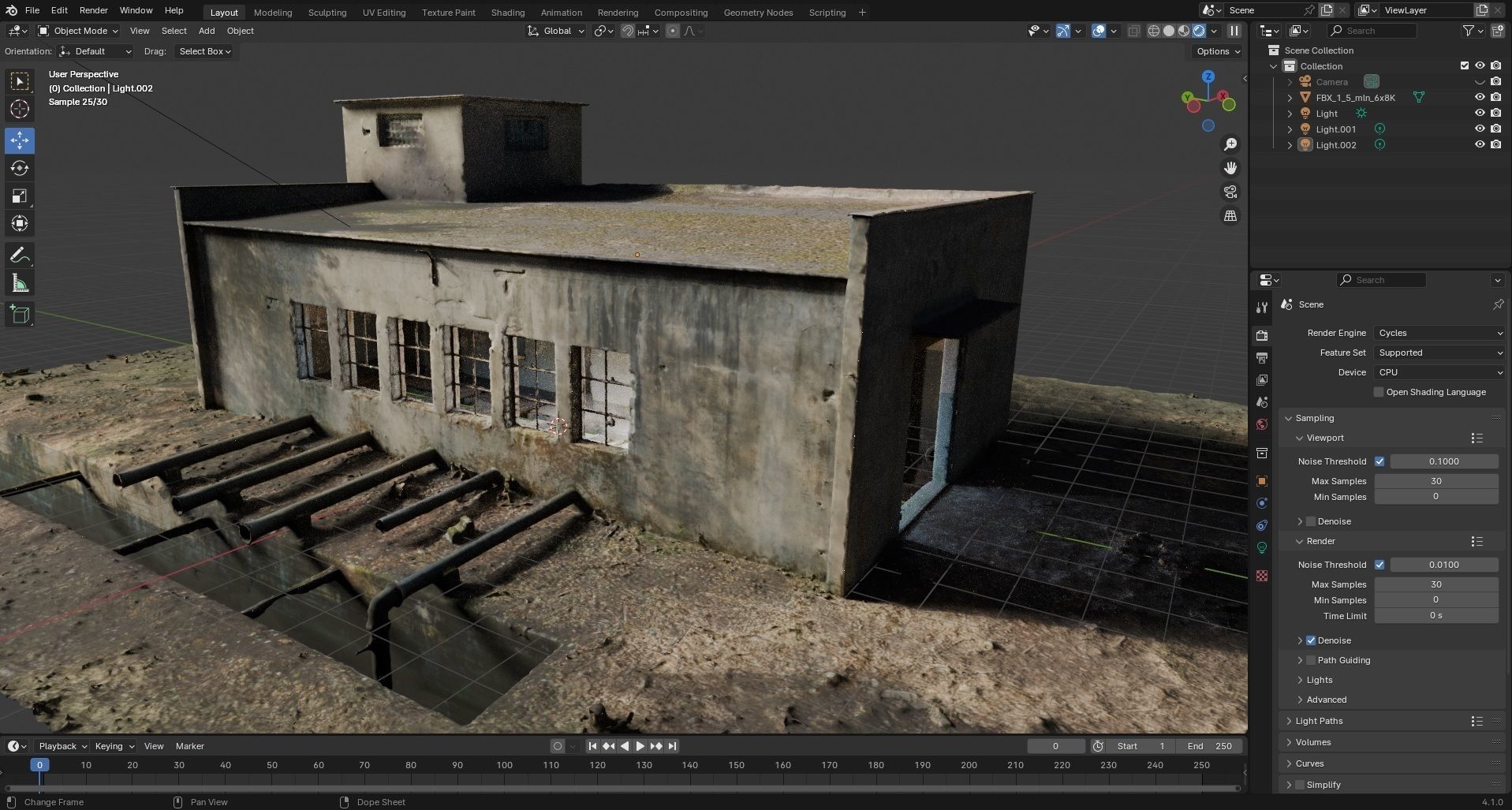 Old abandoned pumping station factory 3D model_7