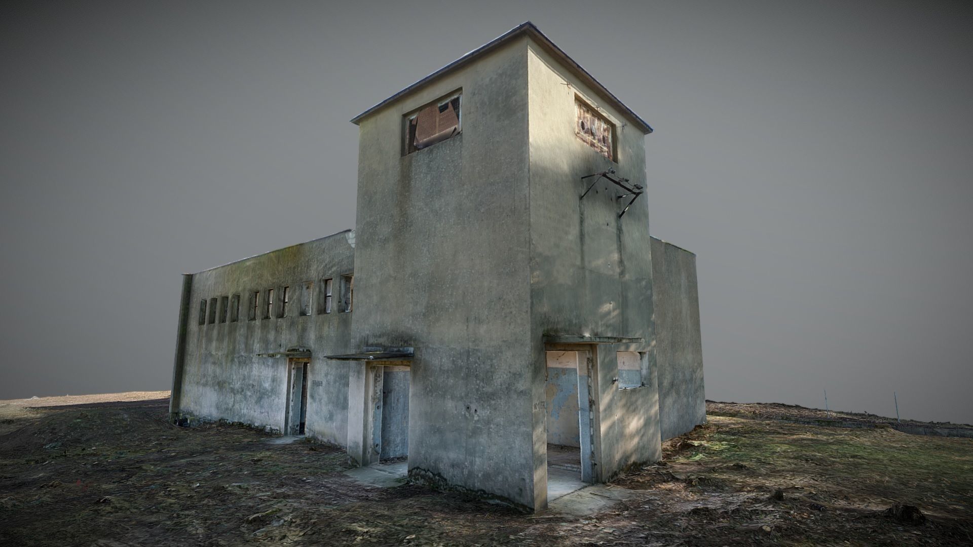 Old abandoned pumping station factory 3D model_1