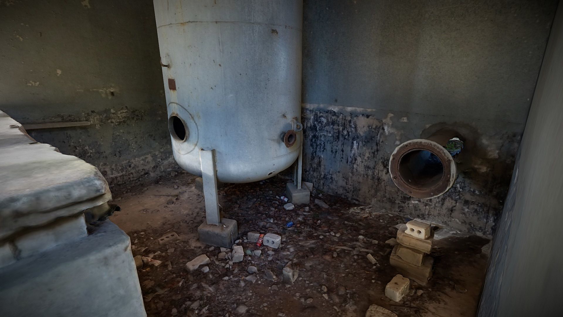 Old abandoned pumping station factory 3D model_6