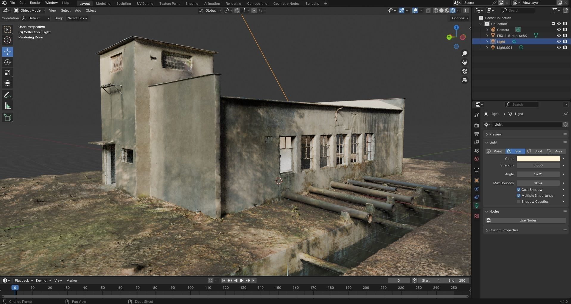 Old abandoned pumping station factory 3D model_8