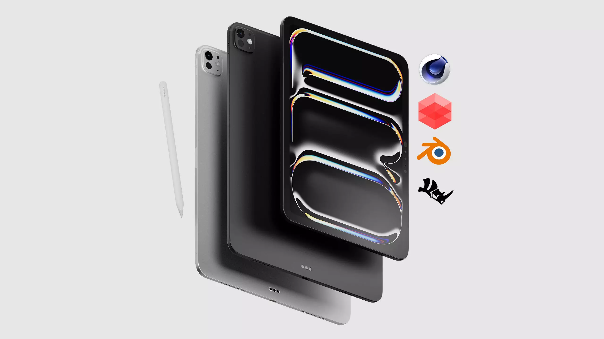 Apple M4 iPad Pro and Pencil Pro - 2024 - 11 and 13 INCH 3D model_0