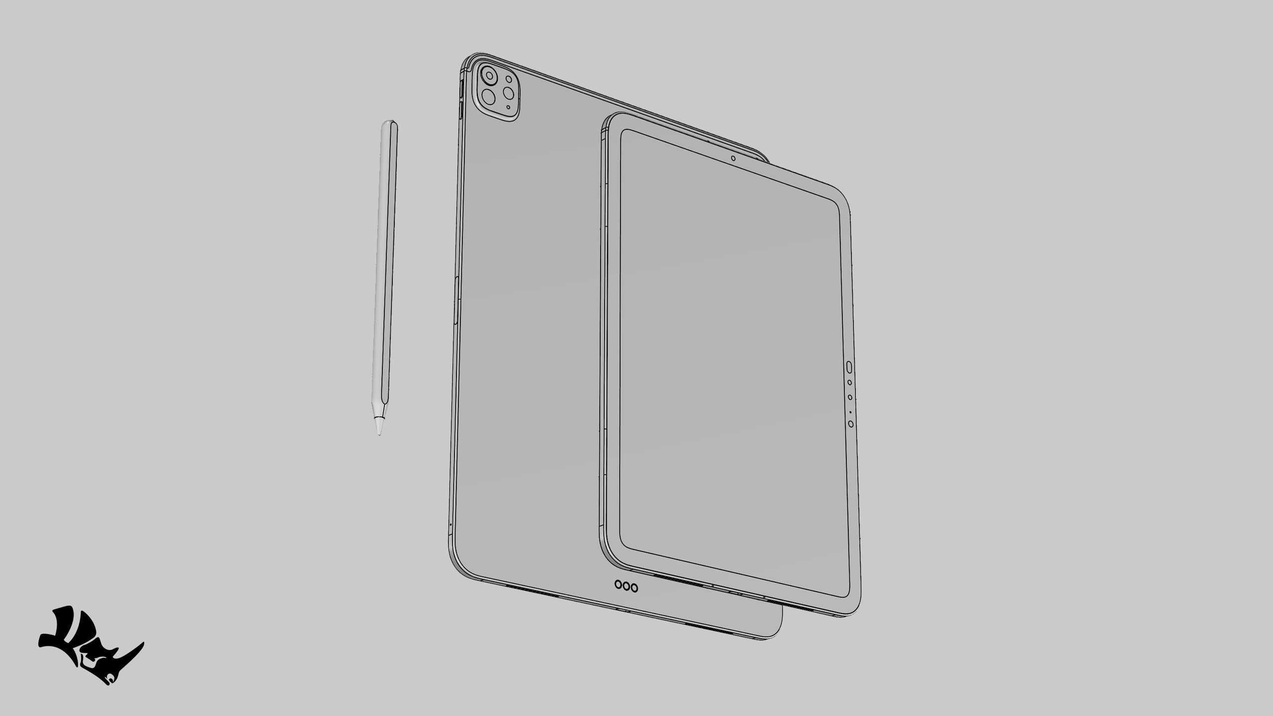 Apple M4 iPad Pro and Pencil Pro - 2024 - 11 and 13 INCH 3D model_10