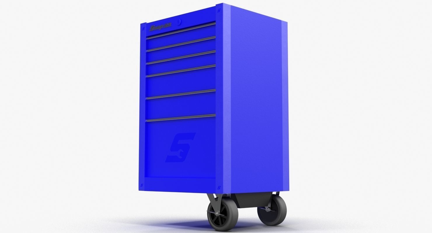 Tool Storage End Blue Low-poly 3D model_2