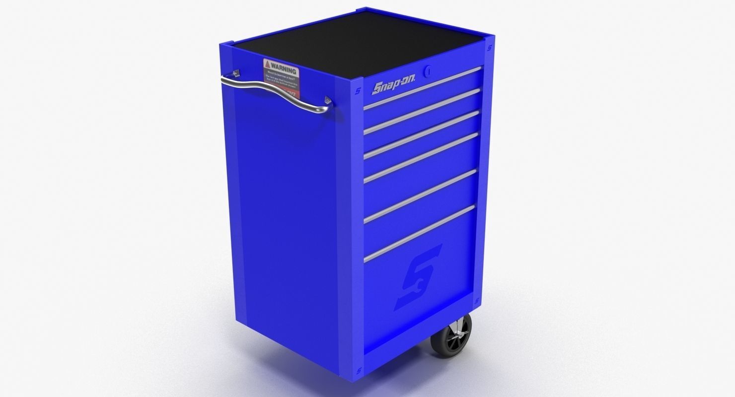 Tool Storage End Blue Low-poly 3D model_3