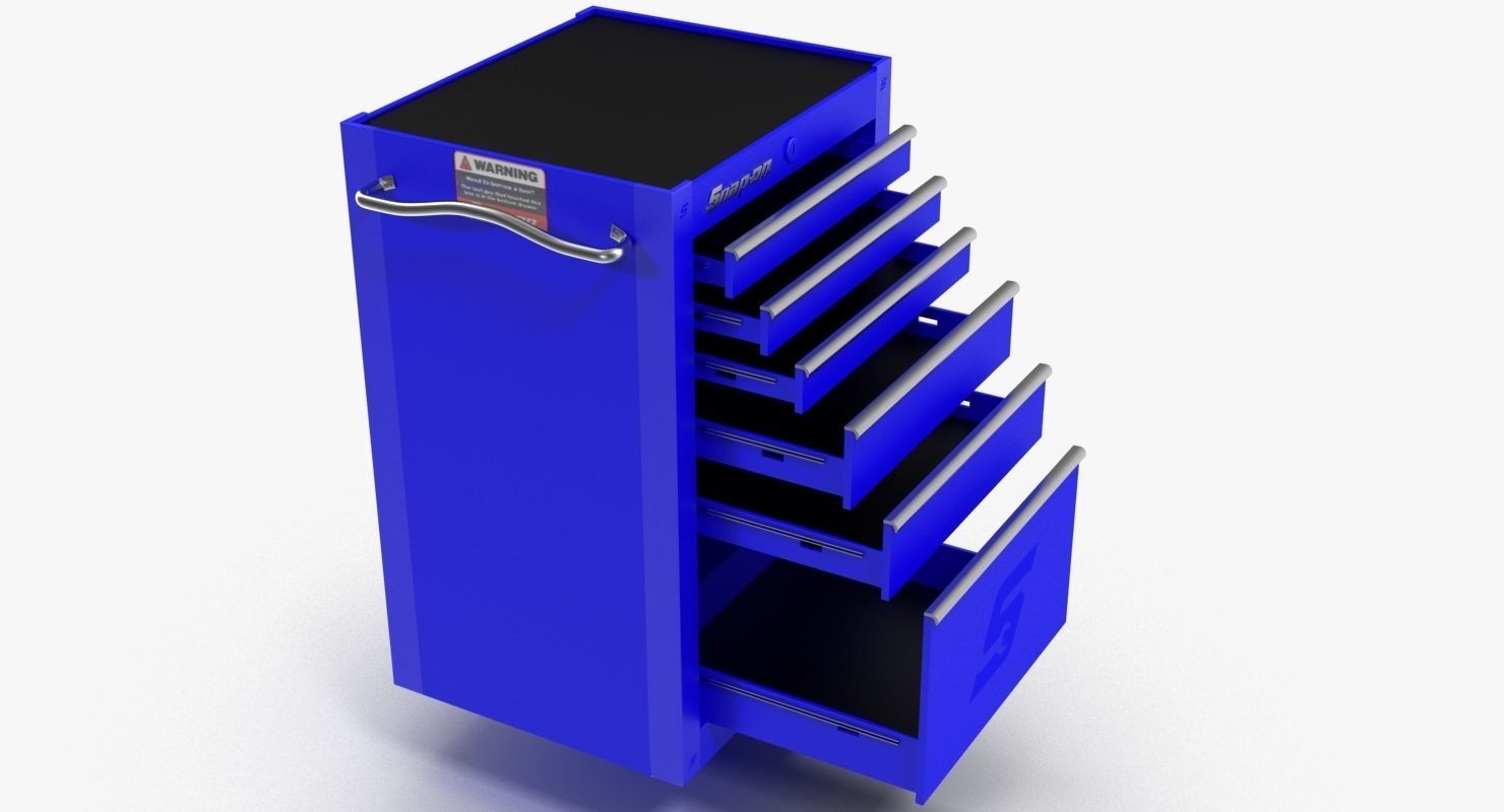 Tool Storage End Blue Low-poly 3D model_7