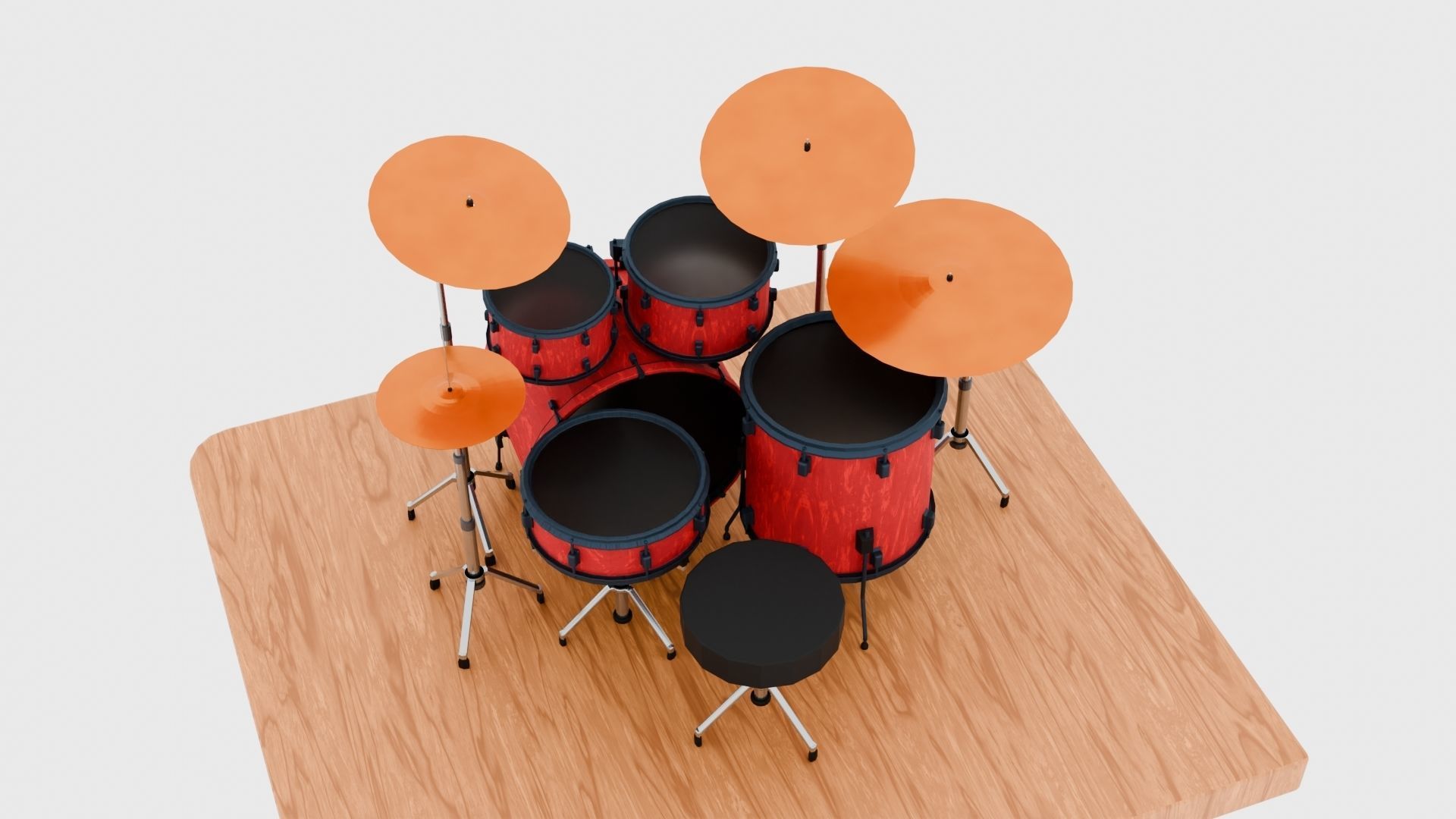 Drums and Cymbals Low-poly 3D model_12