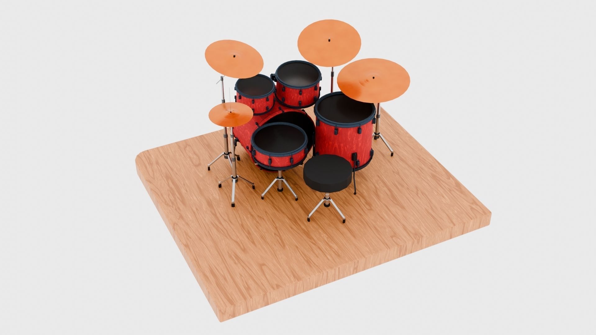 Drums and Cymbals Low-poly 3D model_10