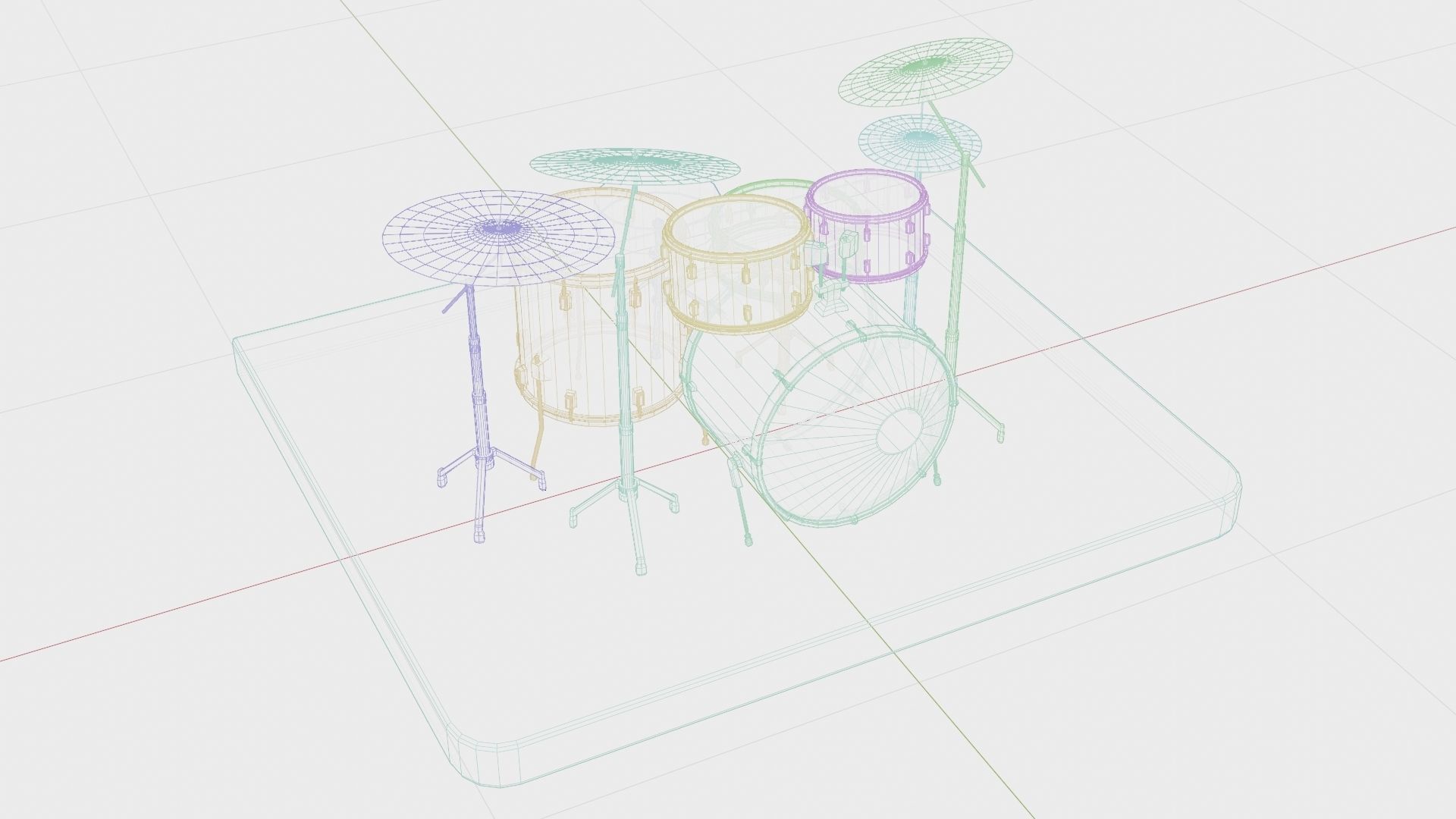 Drums and Cymbals Low-poly 3D model_5