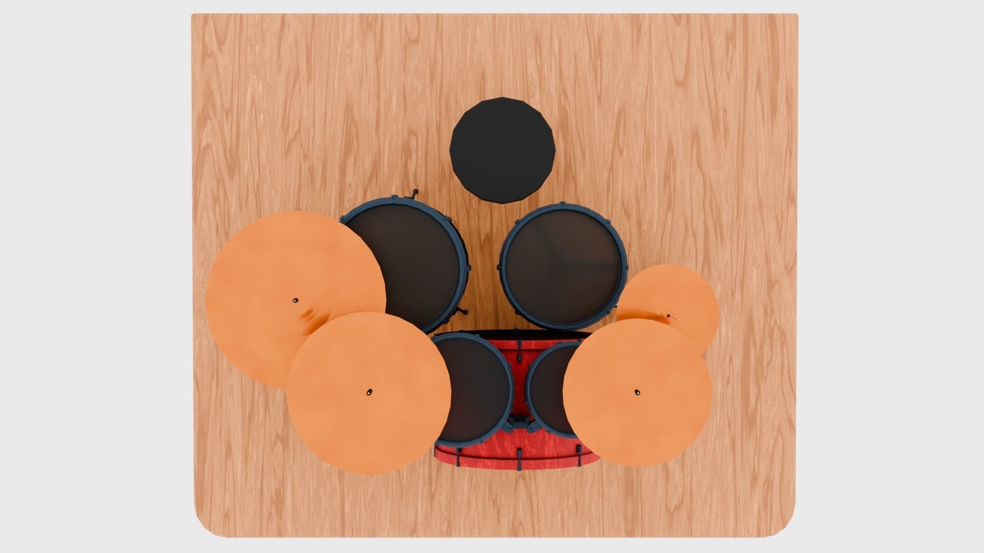 Drums and Cymbals Low-poly 3D model_6