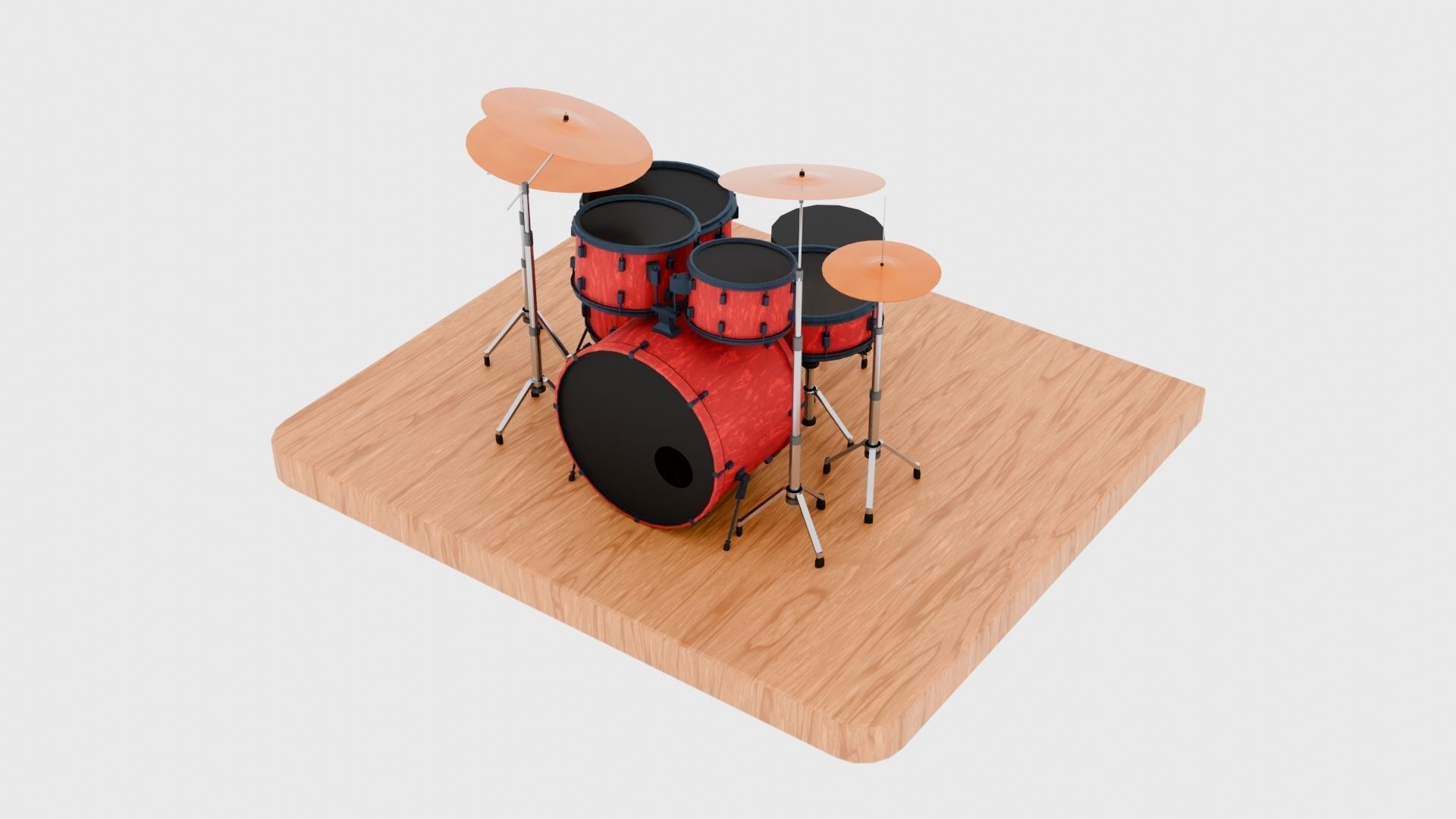 Drums and Cymbals Low-poly 3D model_2