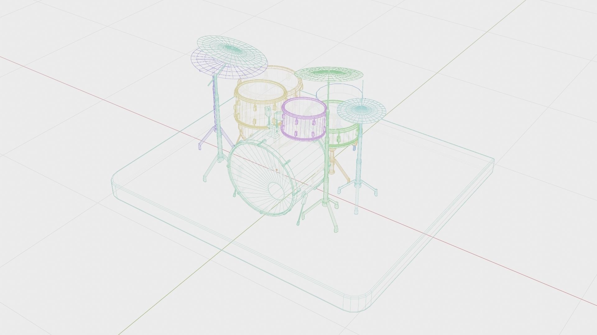 Drums and Cymbals Low-poly 3D model_3