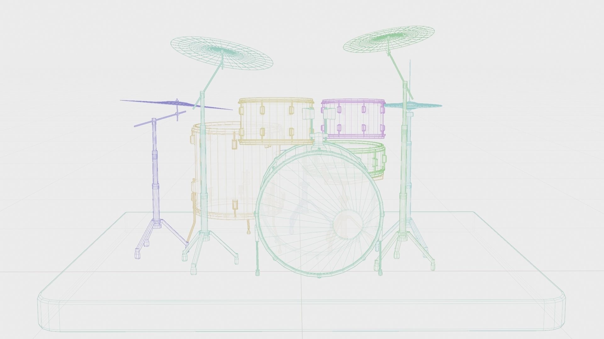 Drums and Cymbals Low-poly 3D model_9