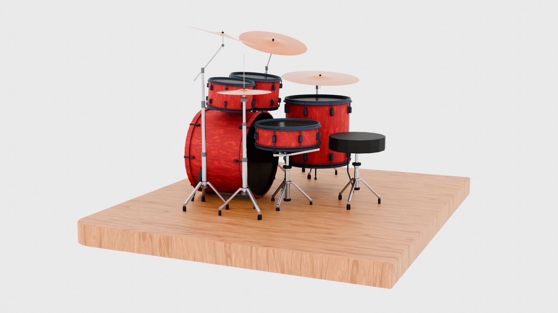Drums and Cymbals Low-poly 3D model_11