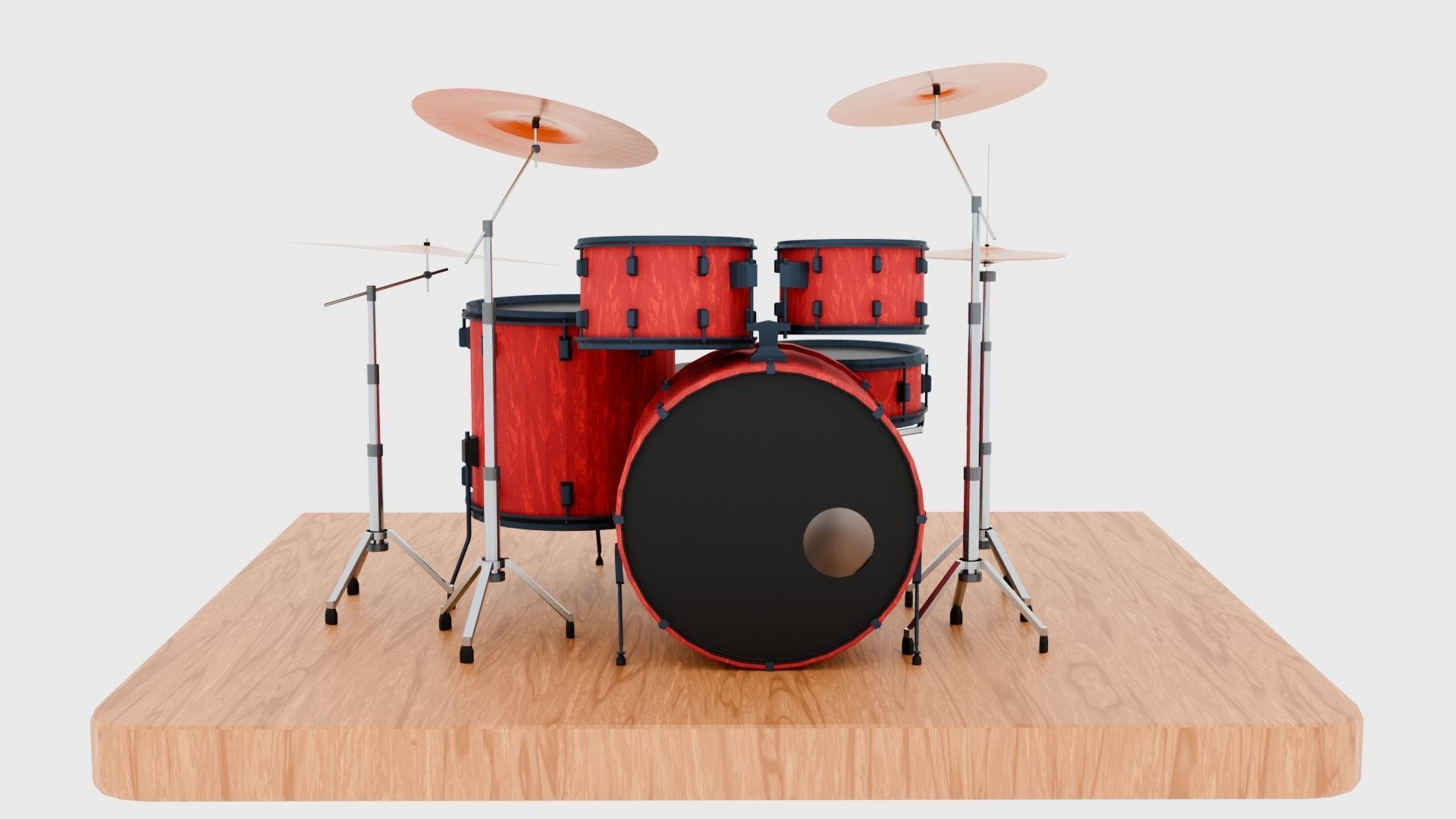Drums and Cymbals Low-poly 3D model_8