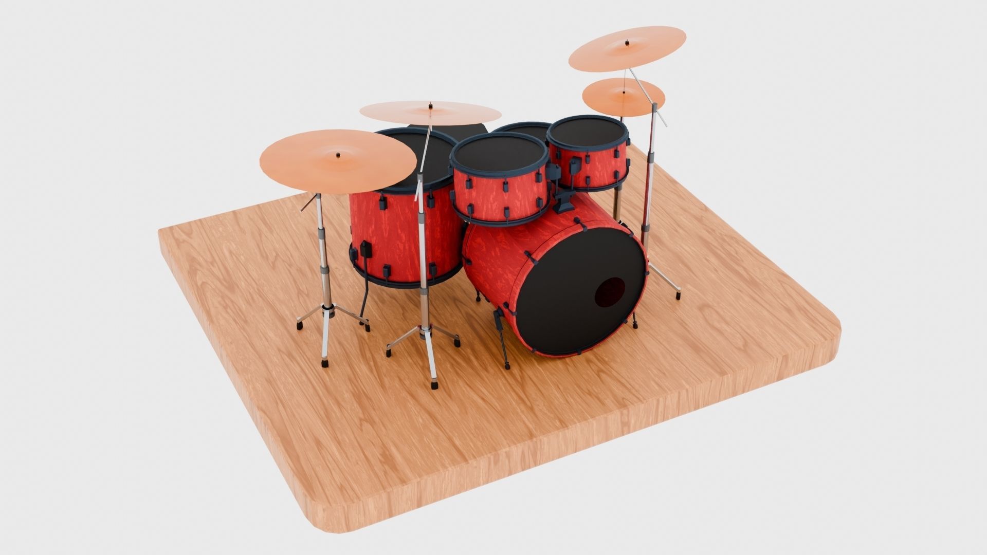 Drums and Cymbals Low-poly 3D model_4