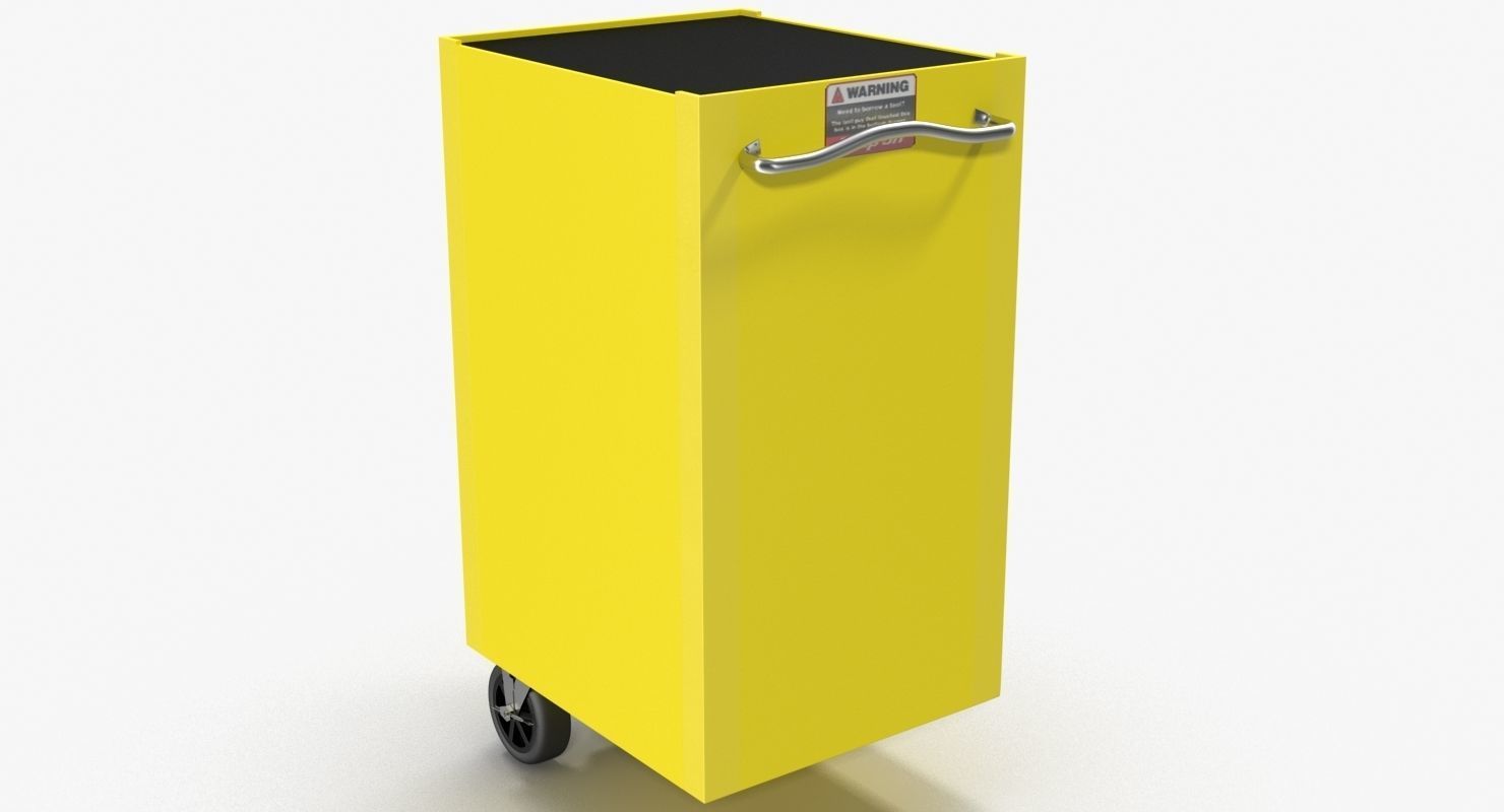 Tool Storage End Yellow Low-poly 3D model_4