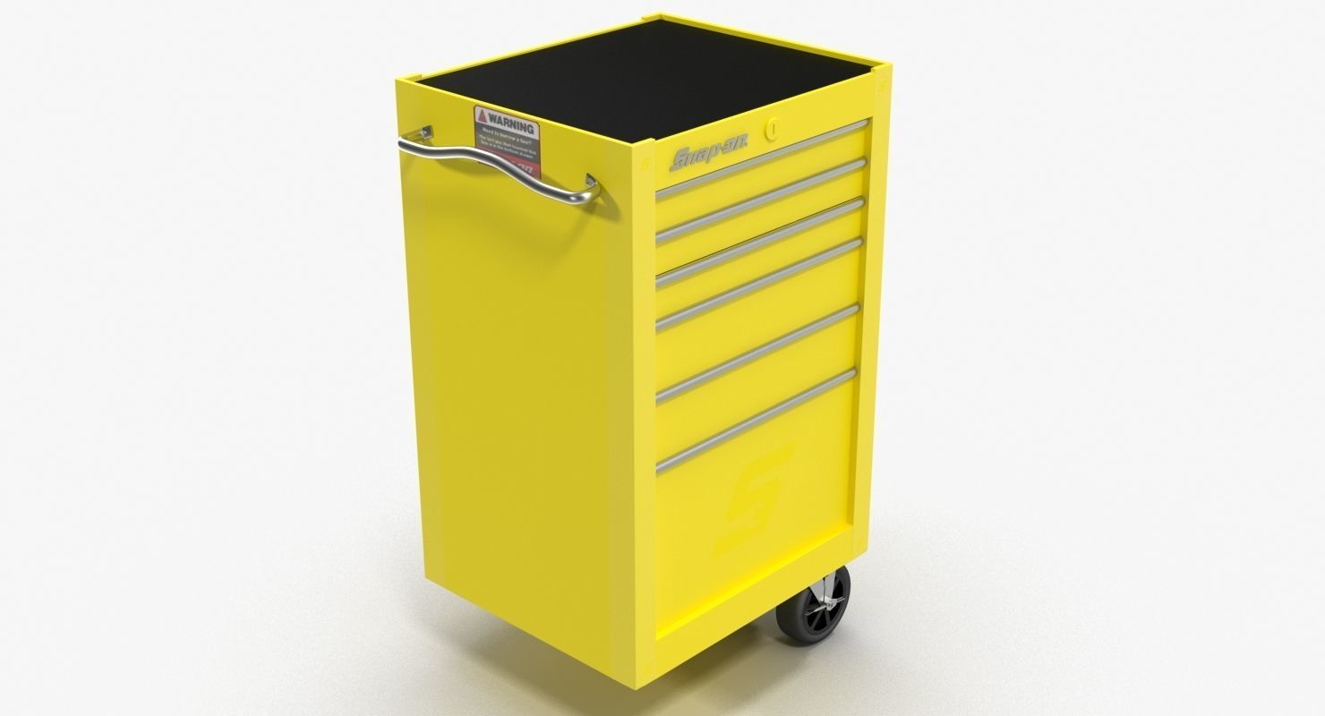 Tool Storage End Yellow Low-poly 3D model_3