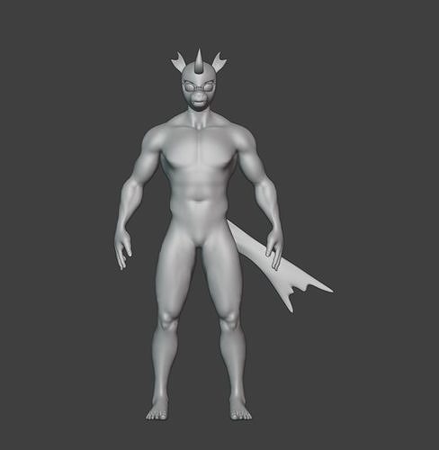 Dragon man character Low-poly 3D model