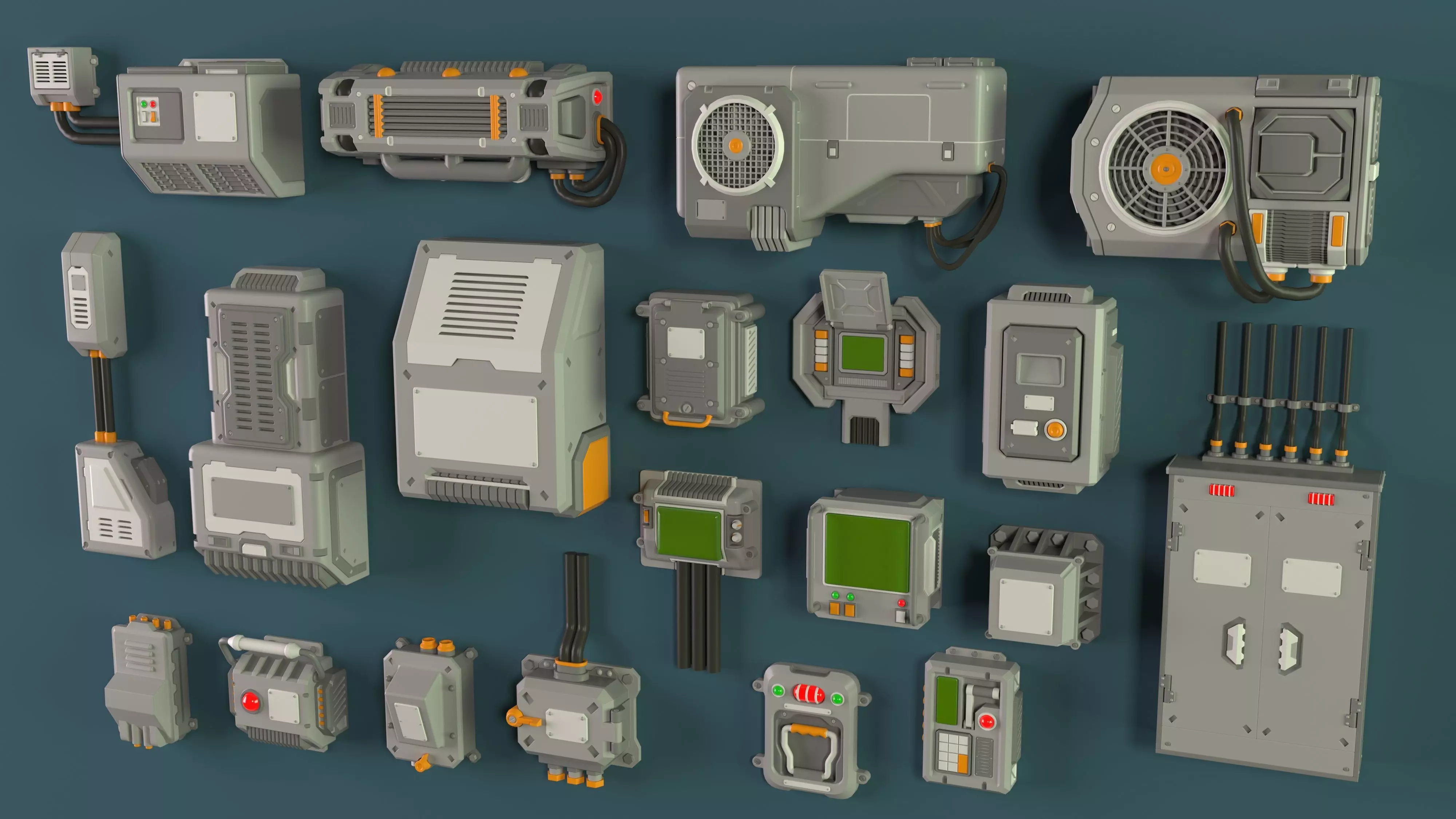 Wall Electric Props 2 - 20 pieces Low-poly 3D model