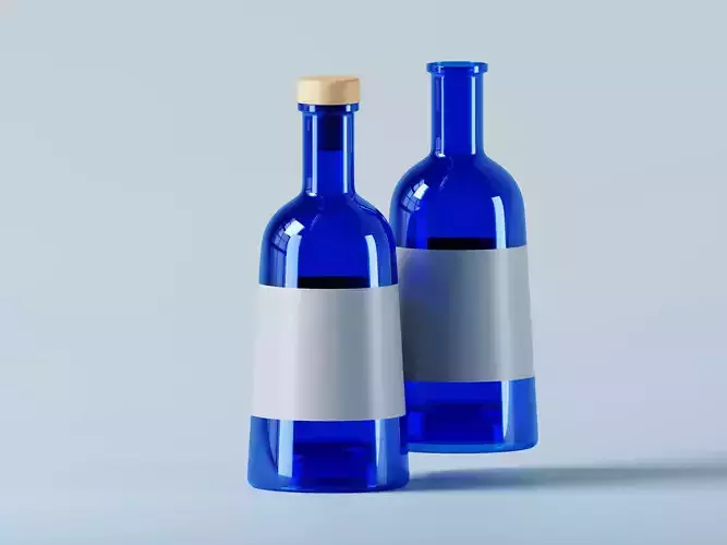 Blue Gin Bottle 3D Model