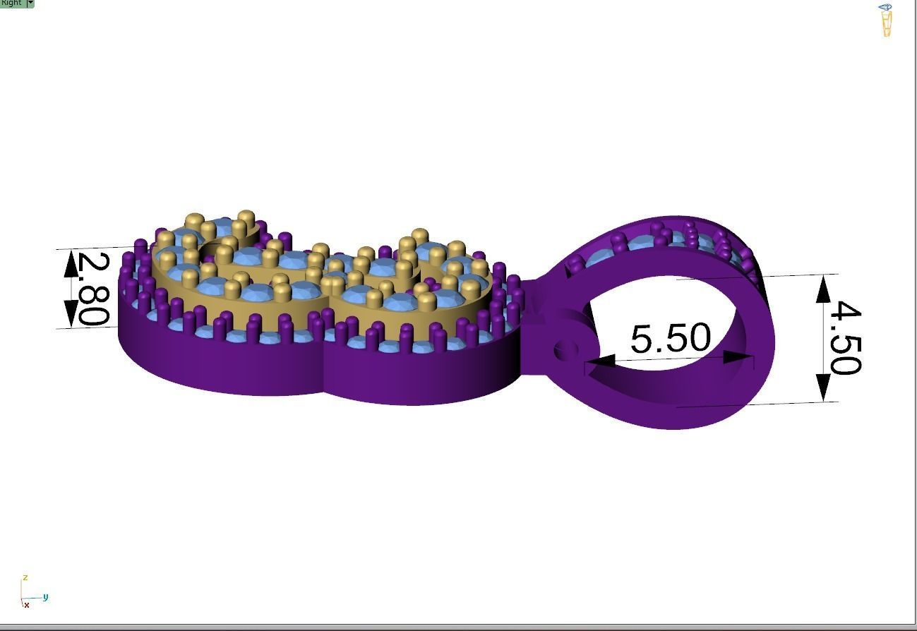 Custom Initial B Letter Diamond Pendant A to Z Alphabet Necklace 3D print model_7