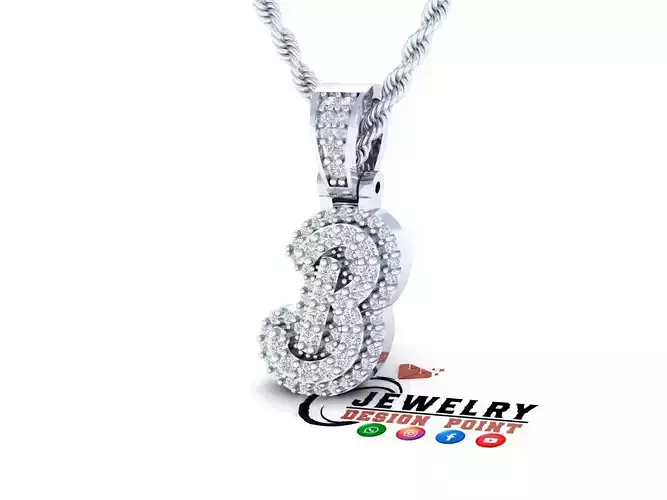 Custom Initial B Letter Diamond Pendant A to Z Alphabet Necklace