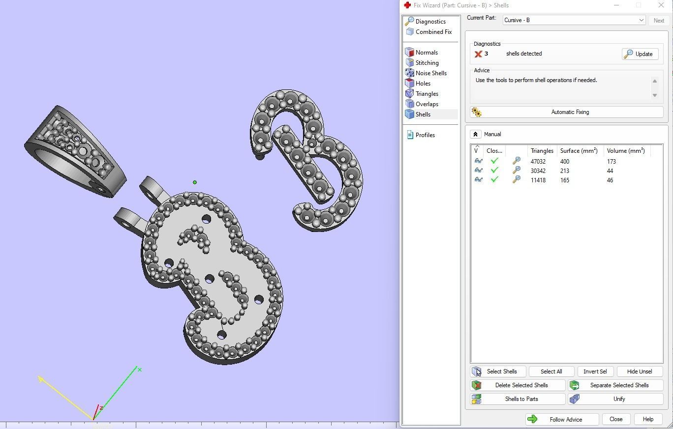 Custom Initial B Letter Diamond Pendant A to Z Alphabet Necklace 3D print model_18