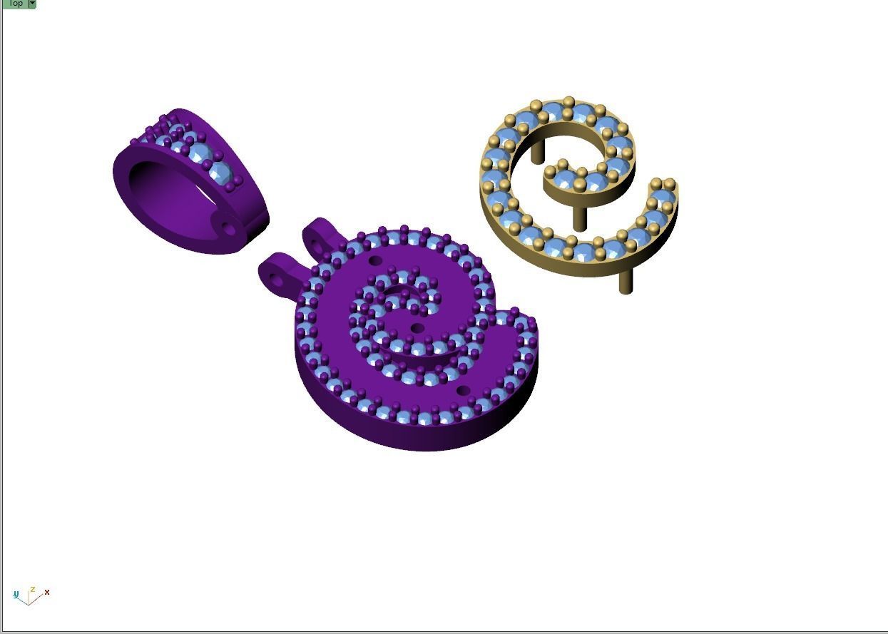 Custom Initial C Letter Diamond Pendant A to Z Alphabet Necklace 3D print model_11